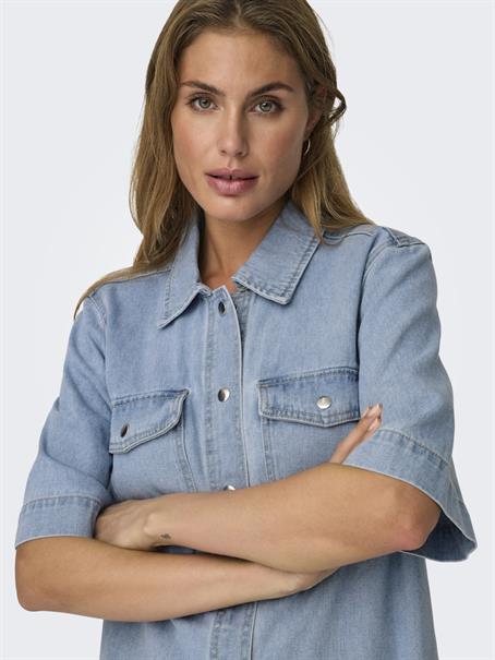 ONLBELLE S/S BUTTON DRESS DNM GUA NOOS light blue denim