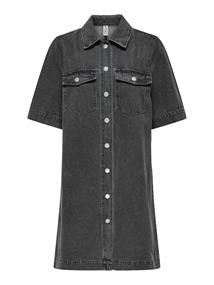ONLBELLE S/S BUTTON DRESS DNM GUA NOOS washed black