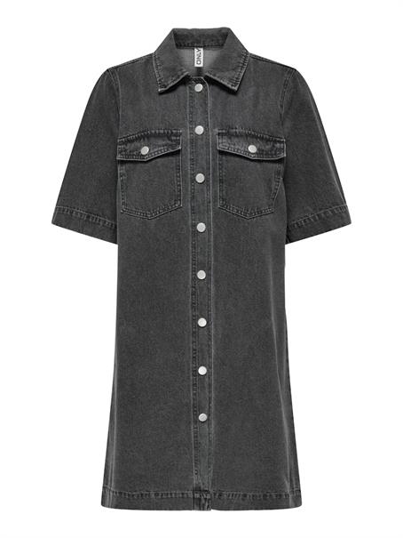 ONLBELLE S/S BUTTON DRESS DNM GUA NOOS washed black