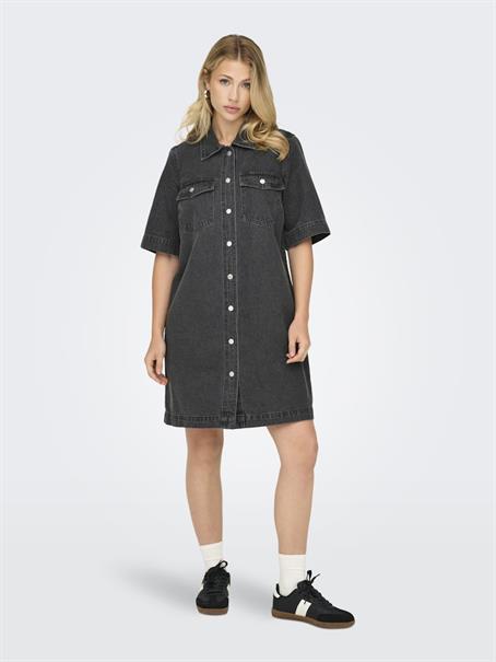 ONLBELLE S/S BUTTON DRESS DNM GUA NOOS washed black