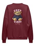 ONLBILA L/S BEAR O-NECK SWT cabernet