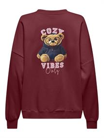 ONLBILA L/S BEAR O-NECK SWT cabernet