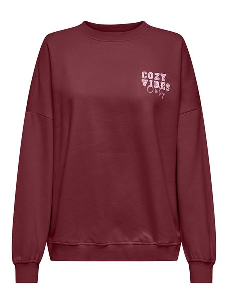 ONLBILA L/S BEAR O-NECK SWT cabernet