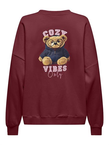 ONLBILA L/S BEAR O-NECK SWT cabernet