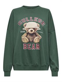 ONLBILA L/S BEAR O-NECK SWT pineneedle