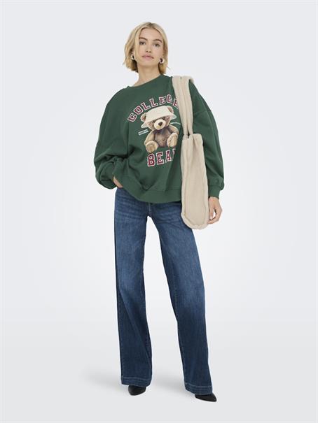 ONLBILA L/S BEAR O-NECK SWT pineneedle