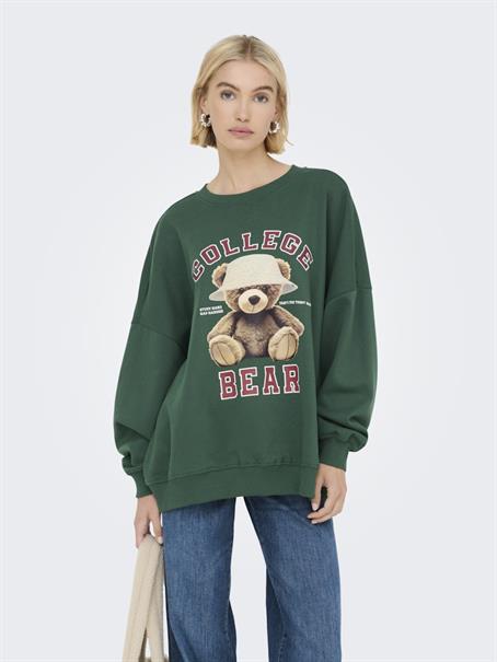 ONLBILA L/S BEAR O-NECK SWT pineneedle