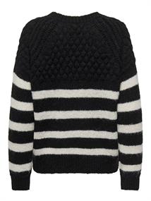 ONLBILLIE LIFE LS STRIPE O-NECK EX KNT black