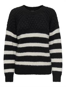 ONLBILLIE LIFE LS STRIPE O-NECK EX KNT black