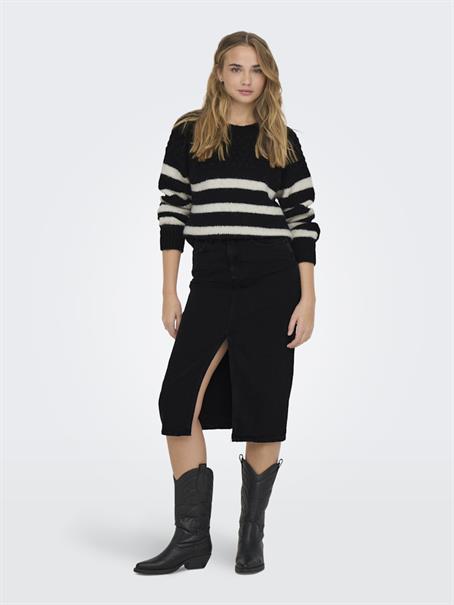 ONLBILLIE LIFE LS STRIPE O-NECK EX KNT black