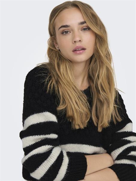 ONLBILLIE LIFE LS STRIPE O-NECK EX KNT black