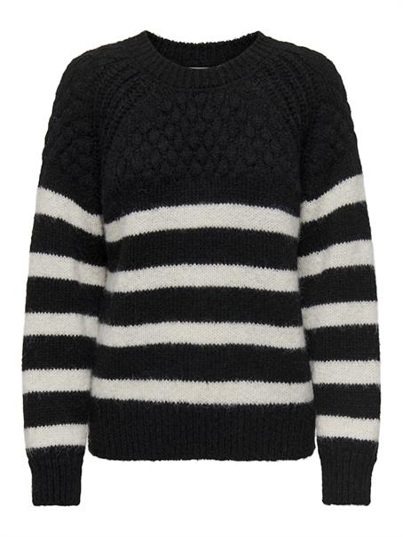 ONLBILLIE LIFE LS STRIPE O-NECK EX KNT black