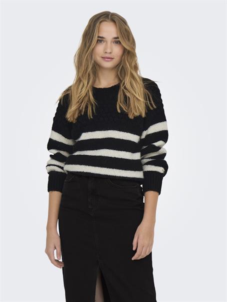 ONLBILLIE LIFE LS STRIPE O-NECK EX KNT black