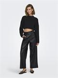 ONLBINA FAUX LEATHER WIDE PANT BF OTW black
