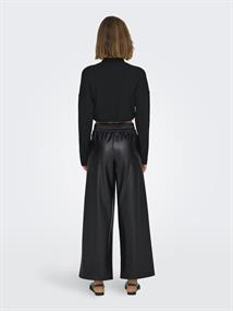 ONLBINA FAUX LEATHER WIDE PANT BF OTW black