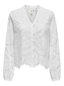ONLBINE LALISA LS V-NECK EMB TOP WVN bright white