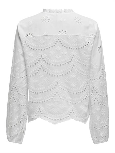 ONLBINE LALISA LS V-NECK EMB TOP WVN bright white