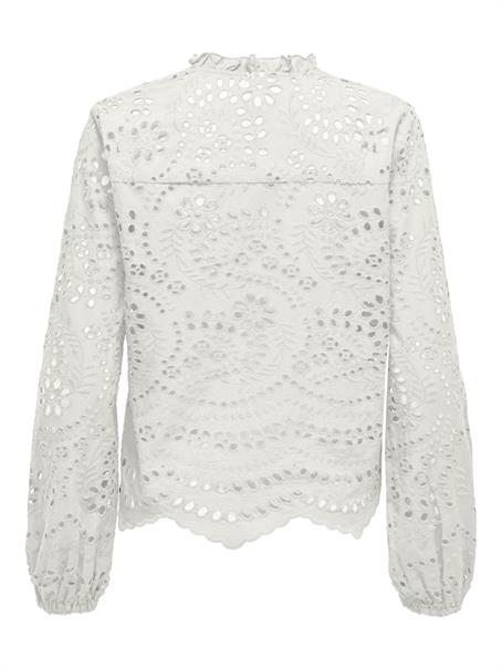 ONLBINE LALISA LS V-NECK EMB TOP WVN cloud dancer