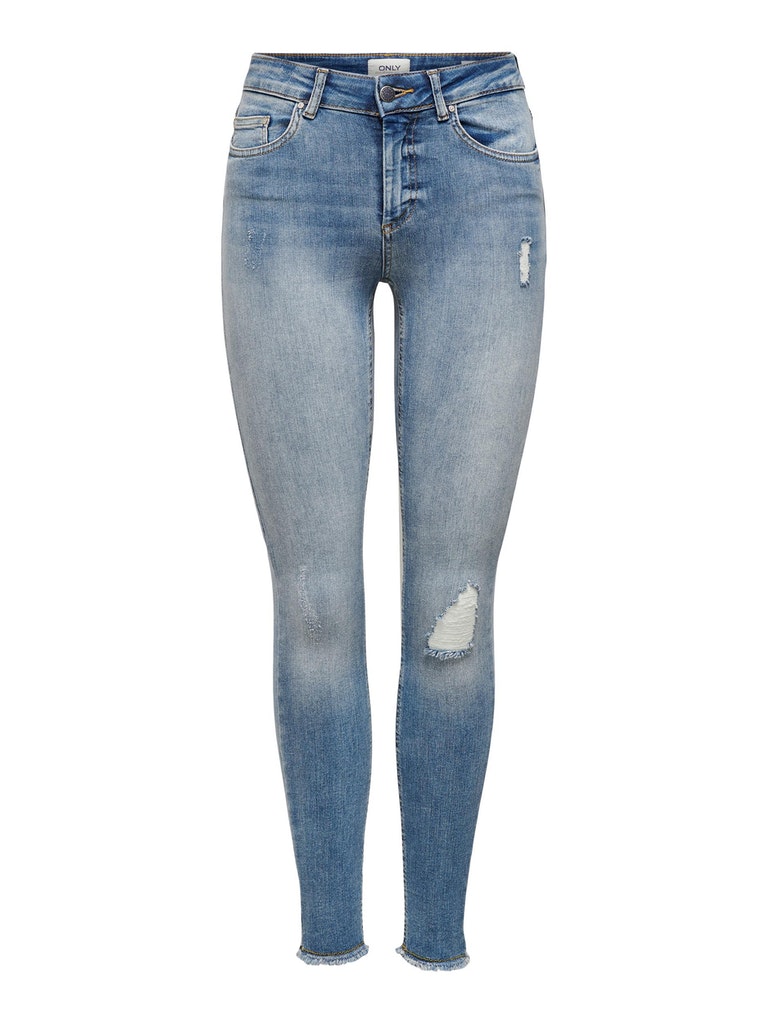 Only Damen Jeans onlBLUSH MID SK ANK RAW JEANS REA333 - Skinny Fit - Blau - günstig online kaufen