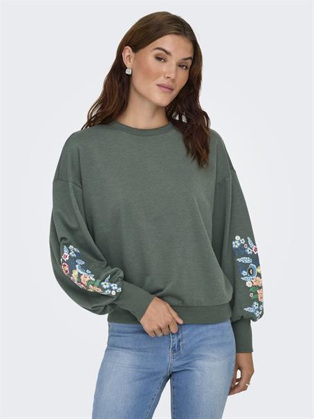 ONLBROOKE L/S O-NECK FLOWER SWT NOOS balsam green