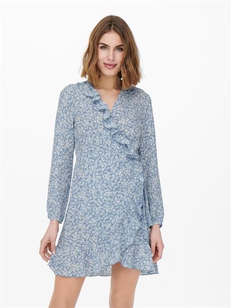 ONLCARLY L/S WRAP SHORT DRESS NOOS WVN cashmere blue