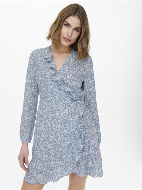ONLCARLY L/S WRAP SHORT DRESS NOOS WVN cashmere blue