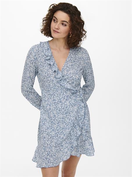 ONLCARLY L/S WRAP SHORT DRESS NOOS WVN cashmere blue