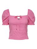 ONLCARO S/S PUFF LINEN BLEND TOP PNT sachet pink