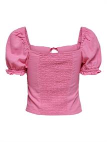 ONLCARO S/S PUFF LINEN BLEND TOP PNT sachet pink