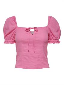 ONLCARO S/S PUFF LINEN BLEND TOP PNT sachet pink