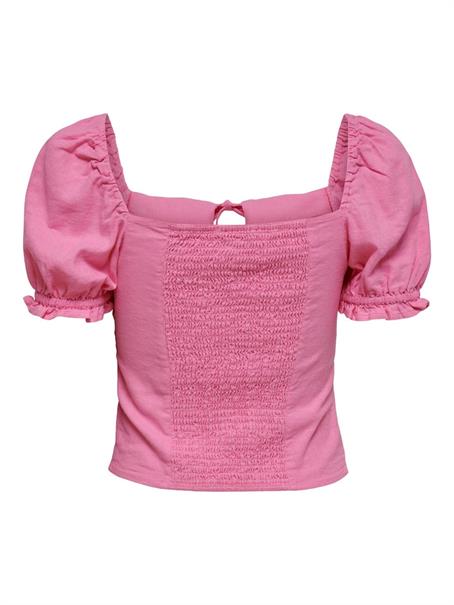 ONLCARO S/S PUFF LINEN BLEND TOP PNT sachet pink