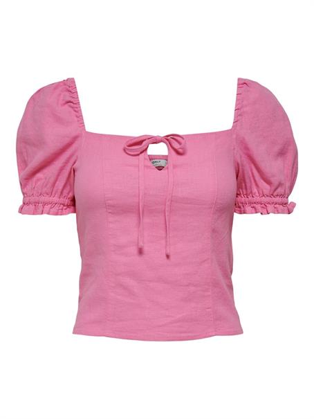 ONLCARO S/S PUFF LINEN BLEND TOP PNT sachet pink