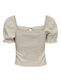 ONLCARO S/S PUFF LINEN BLEND TOP PNT silver lining