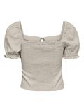 ONLCARO S/S PUFF LINEN BLEND TOP PNT silver lining