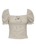 ONLCARO S/S PUFF LINEN BLEND TOP PNT silver lining