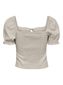 ONLCARO S/S PUFF LINEN BLEND TOP PNT silver lining