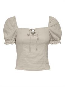 ONLCARO S/S PUFF LINEN BLEND TOP PNT silver lining