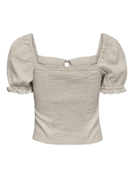 ONLCARO S/S PUFF LINEN BLEND TOP PNT silver lining