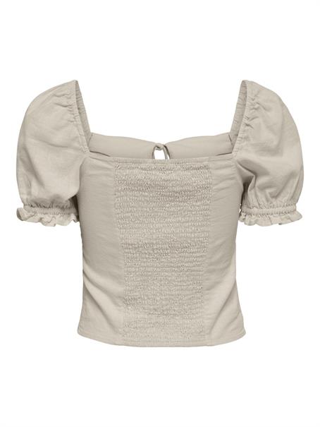 ONLCARO S/S PUFF LINEN BLEND TOP PNT silver lining
