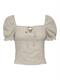 ONLCARO S/S PUFF LINEN BLEND TOP PNT silver lining