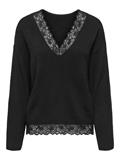 ONLCLOVER LS LACE V-NECK REVERSIBLE KNT black
