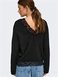 ONLCLOVER LS LACE V-NECK REVERSIBLE KNT black