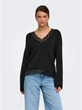 ONLCLOVER LS LACE V-NECK REVERSIBLE KNT black