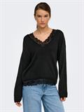 ONLCLOVER LS LACE V-NECK REVERSIBLE KNT black