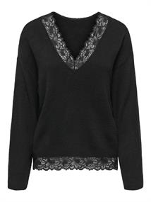 ONLCLOVER LS LACE V-NECK REVERSIBLE KNT black