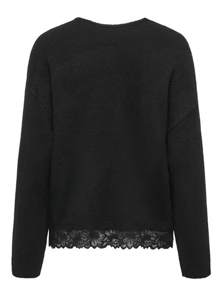 ONLCLOVER LS LACE V-NECK REVERSIBLE KNT black