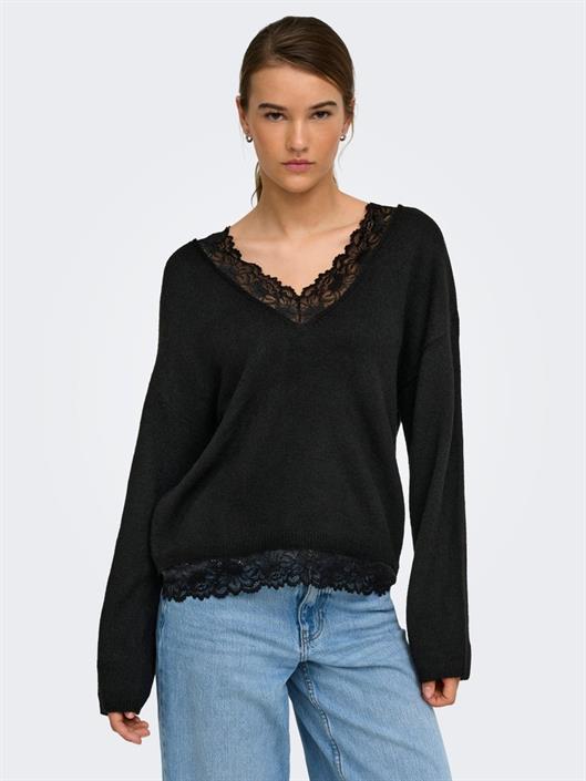 onlclover-ls-lace-v-neck-reversible-knt-black