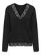 ONLCLOVER LS LACE V-NECK REVERSIBLE KNT black