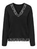 ONLCLOVER LS LACE V-NECK REVERSIBLE KNT black