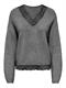 ONLCLOVER LS LACE V-NECK REVERSIBLE KNT medium grey melange